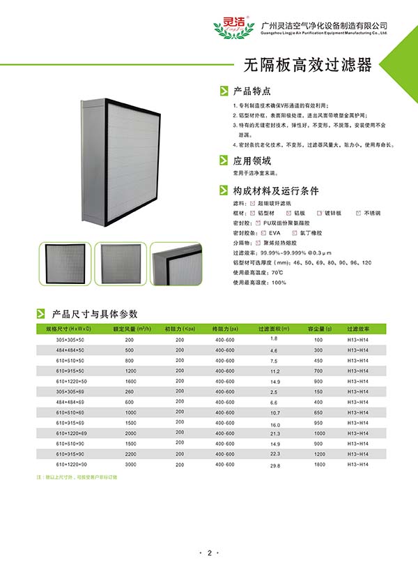 萬級(jí)/百級(jí)/千級(jí)潔凈棚高效過濾器